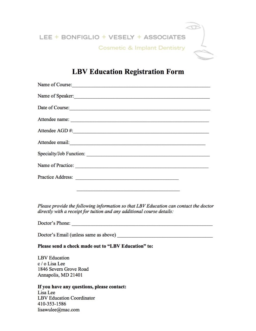 Lbv Dentist Registration Form Lee Bonfiglio Vesely Assoc